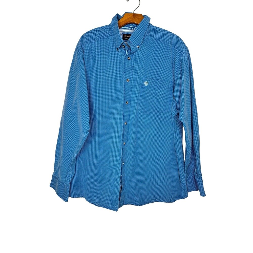 Ariat Pro Series Men's Western Shirt Sz X-Large Blue Check Pocket Button Down